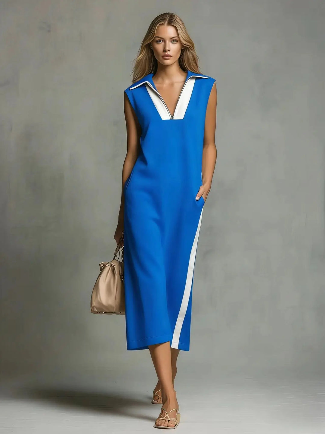Noeline V Neck Maxi Shirt Dress
