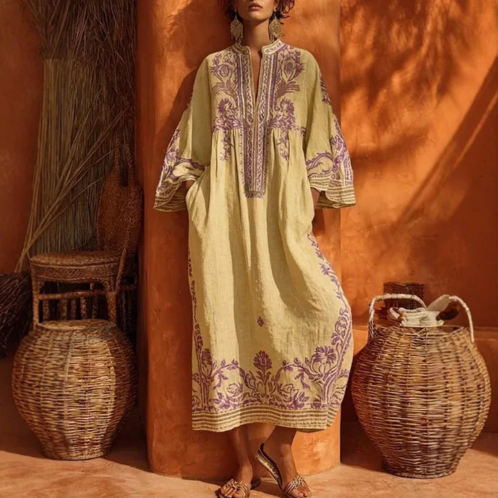 Oksana Bohemian Short Sleeve Maxi Dress