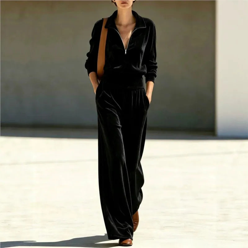 Harriet Velvet Half Zip Tracksuit