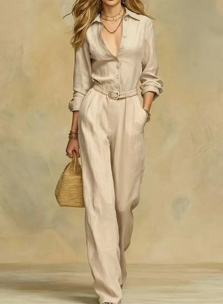 Mirielle Belted Button Jumpsuit