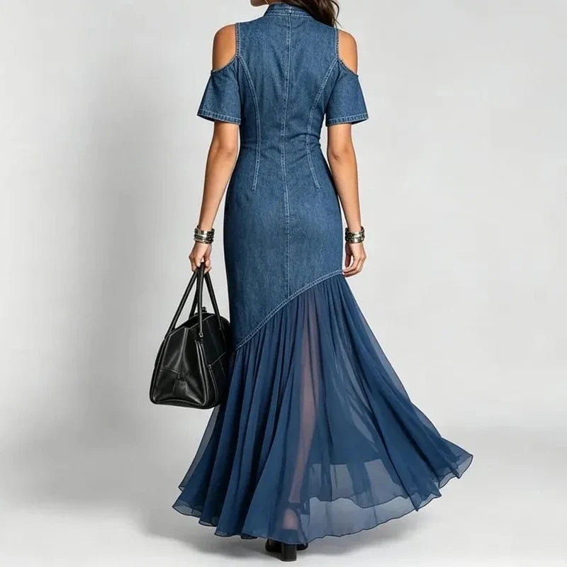 Nora Cold Shoulder Denim Dress