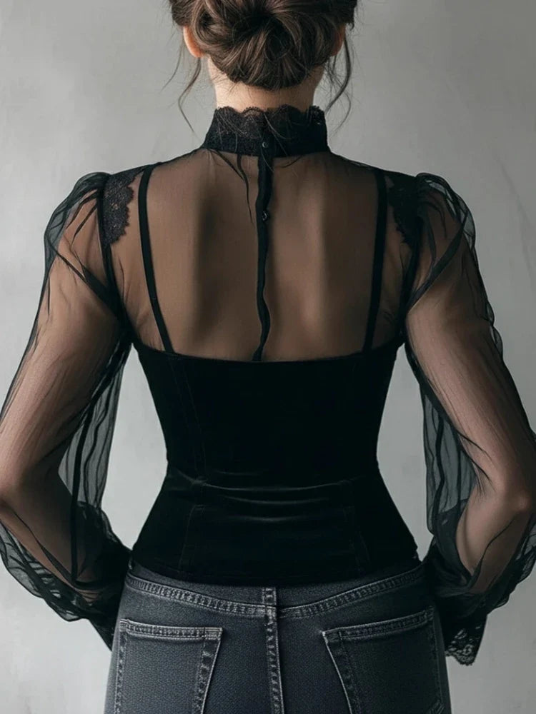 Nadia Velvet Lace Blouse
