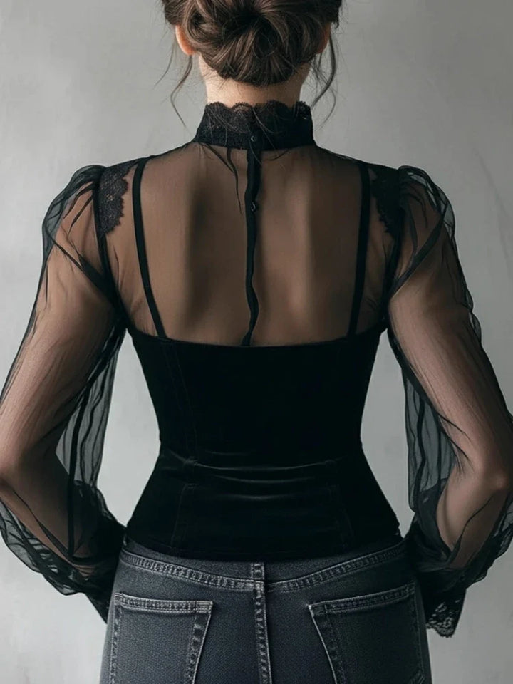 Nadia Velvet Lace Blouse