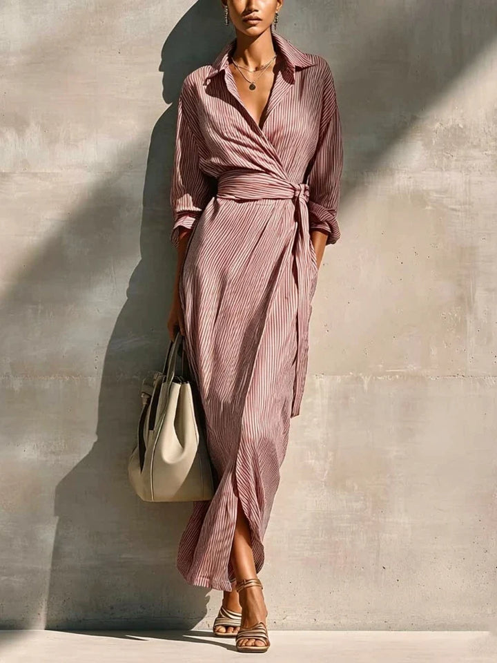 Anuk Striped Wrap Maxi Dress