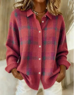Fiona Plaid Knit Cardigan