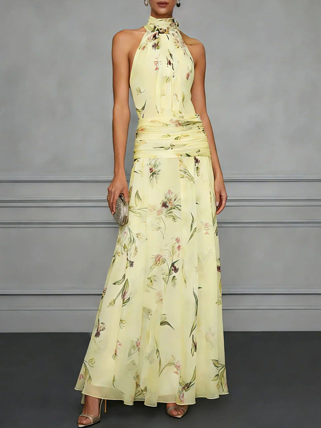 Madison Floral Halter Wedding Guest Dress