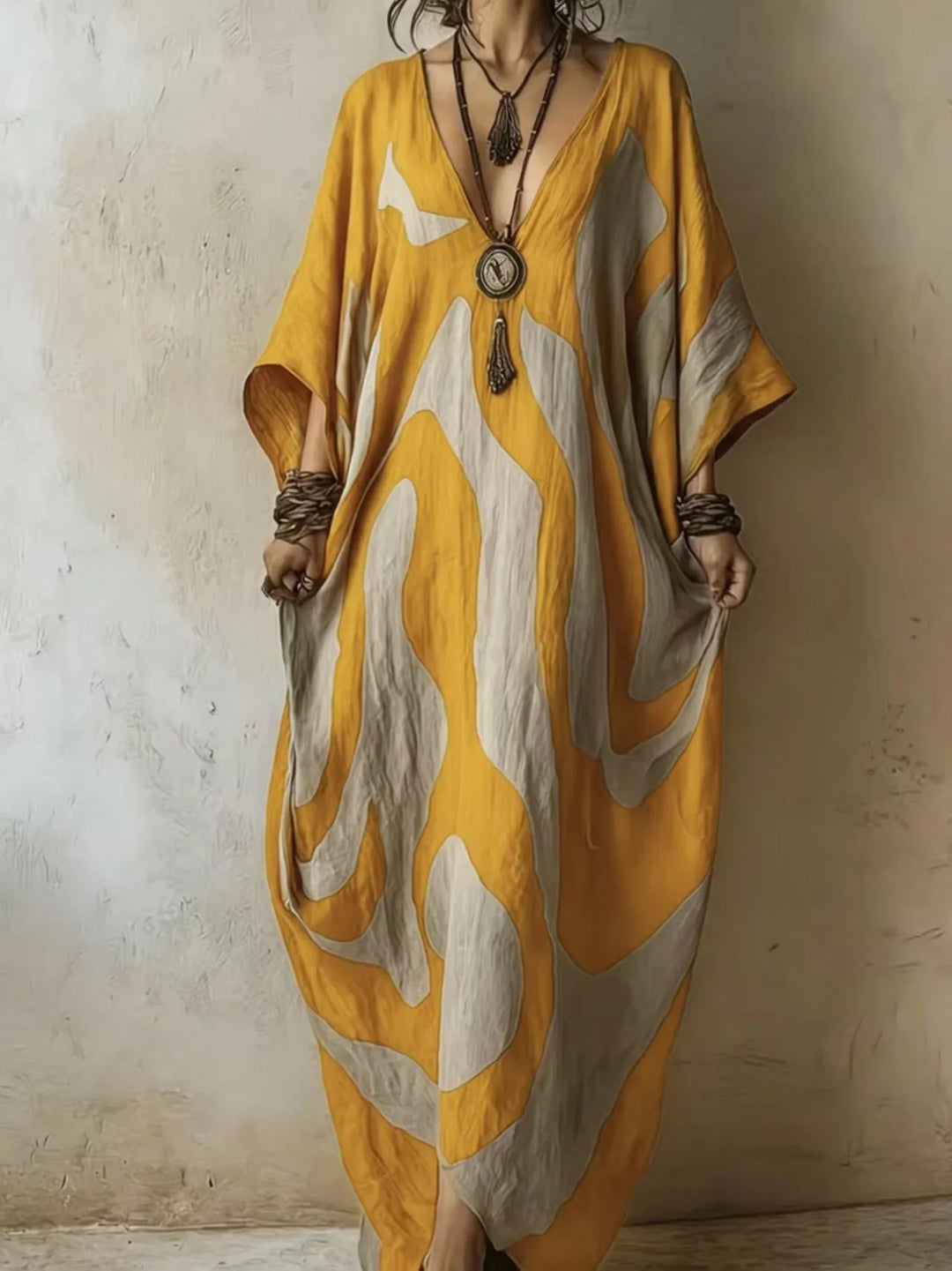 Sandra Abstract Print Maxi Dress