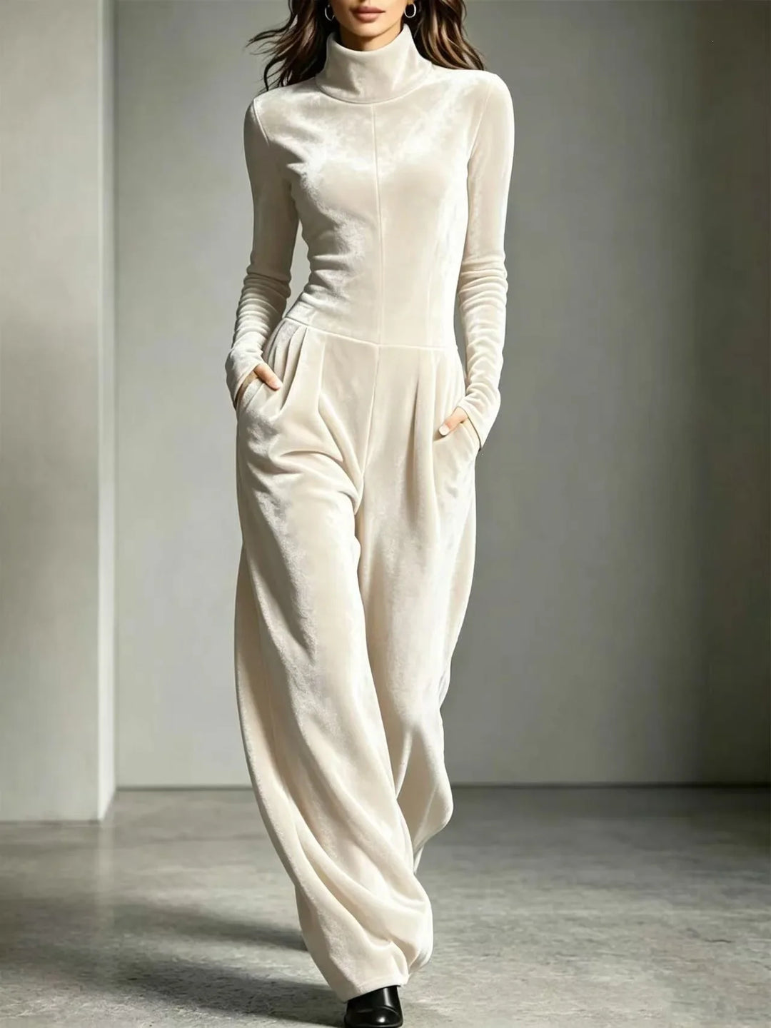 Aurelia Velvet High Neck Jumpsuit