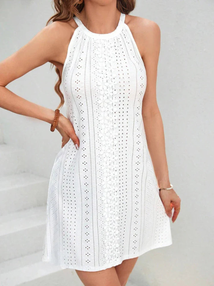 Ivy Eyelet Casual Sleeveless Mini Dress