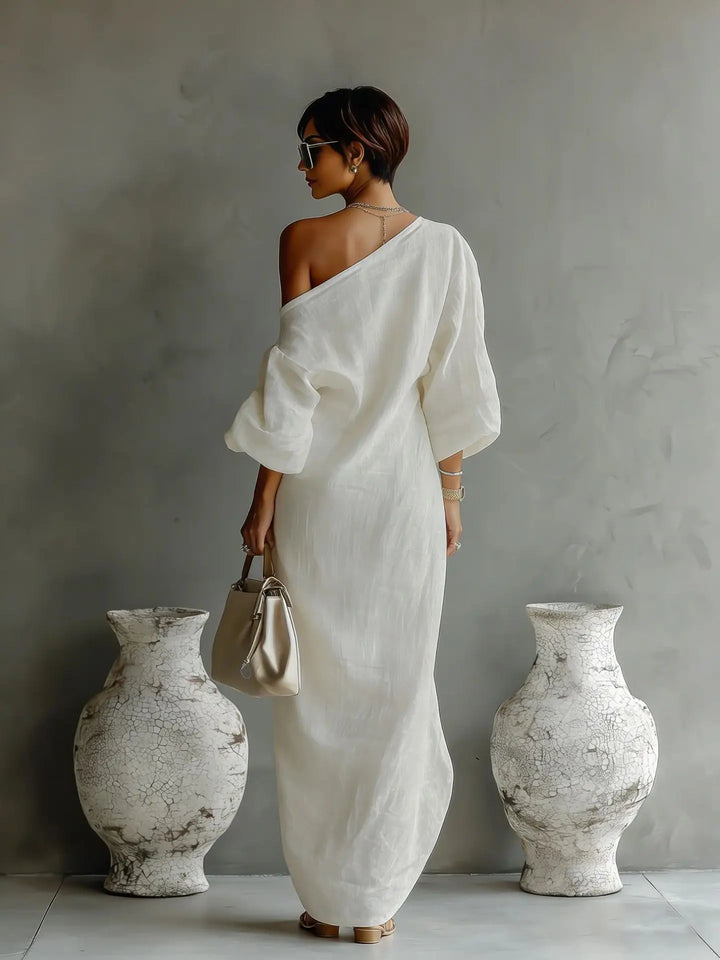 Amaris Linen One Shoulder Dress