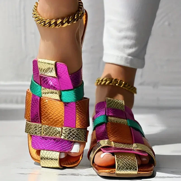 Kayla Woven Mosaic Flat Sandals
