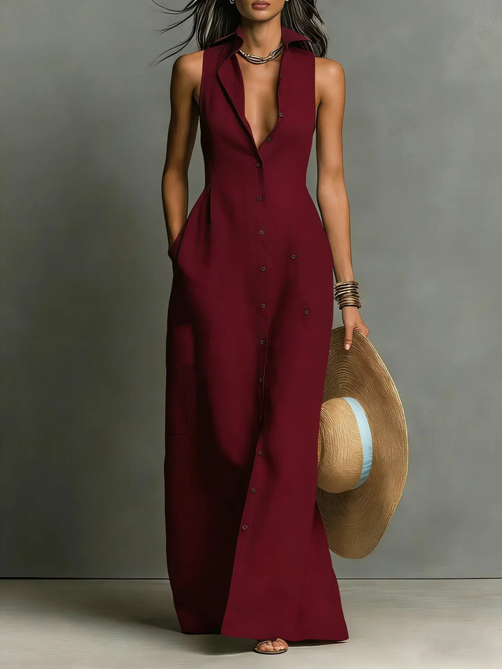 Andrea Elegant Lapel Shirt Dress