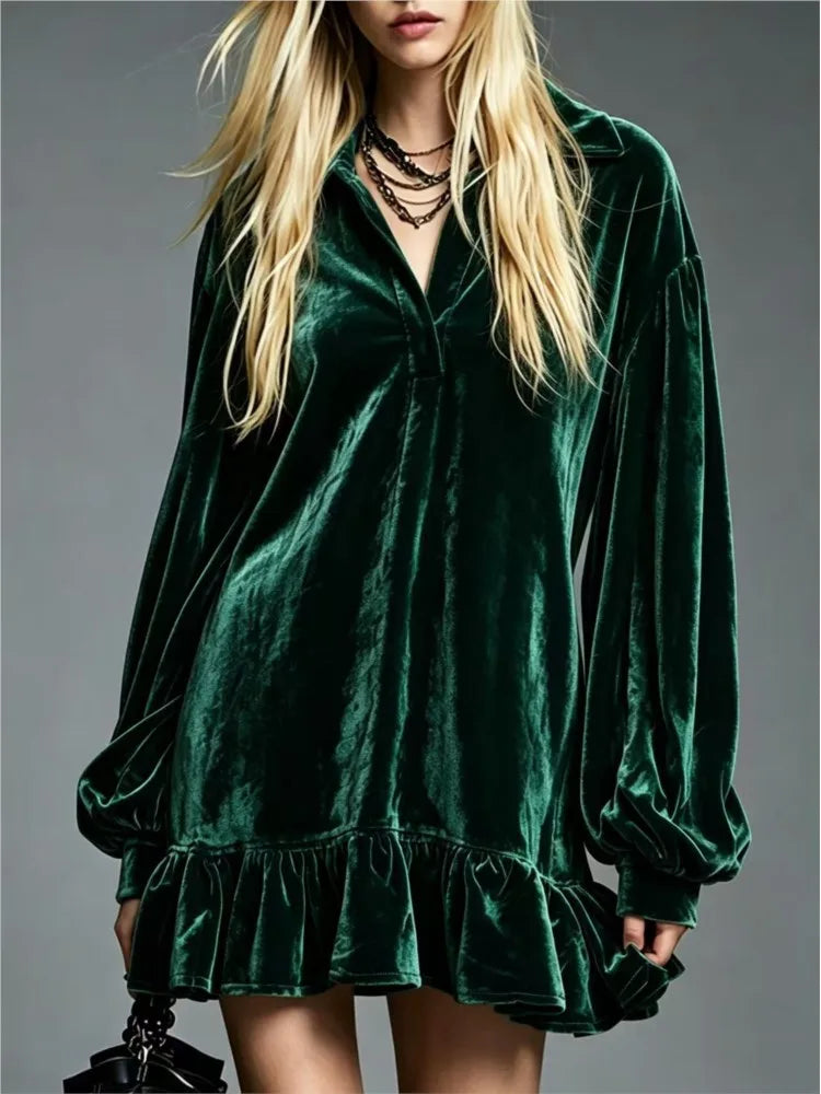 Kinsley Velvet Ruffle Mini Dress