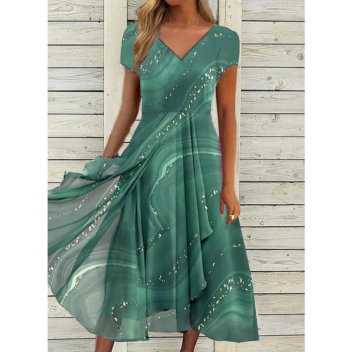 Sophia Casual V Neck Midi Dress