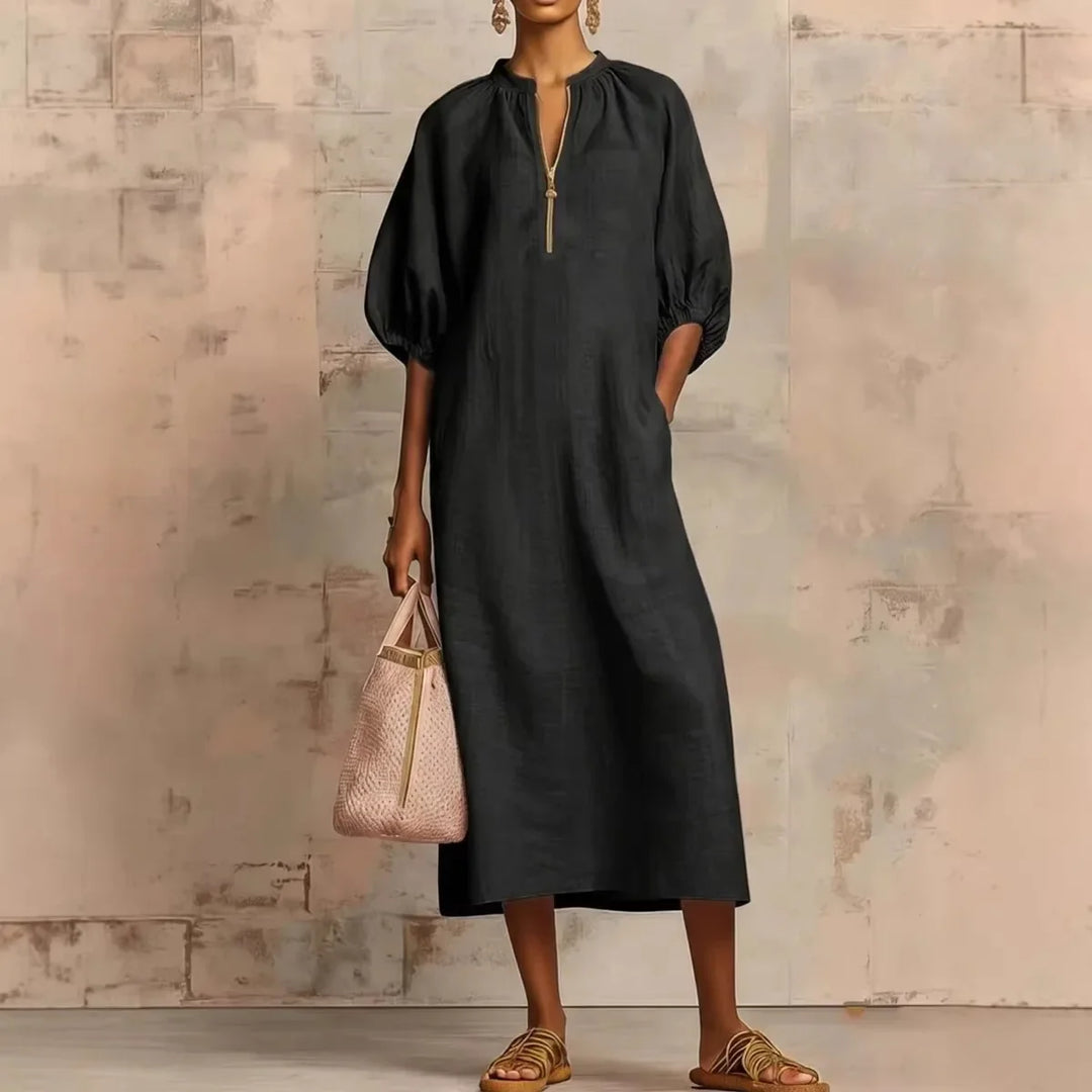 Lacey Puff Sleeve Midi Dress