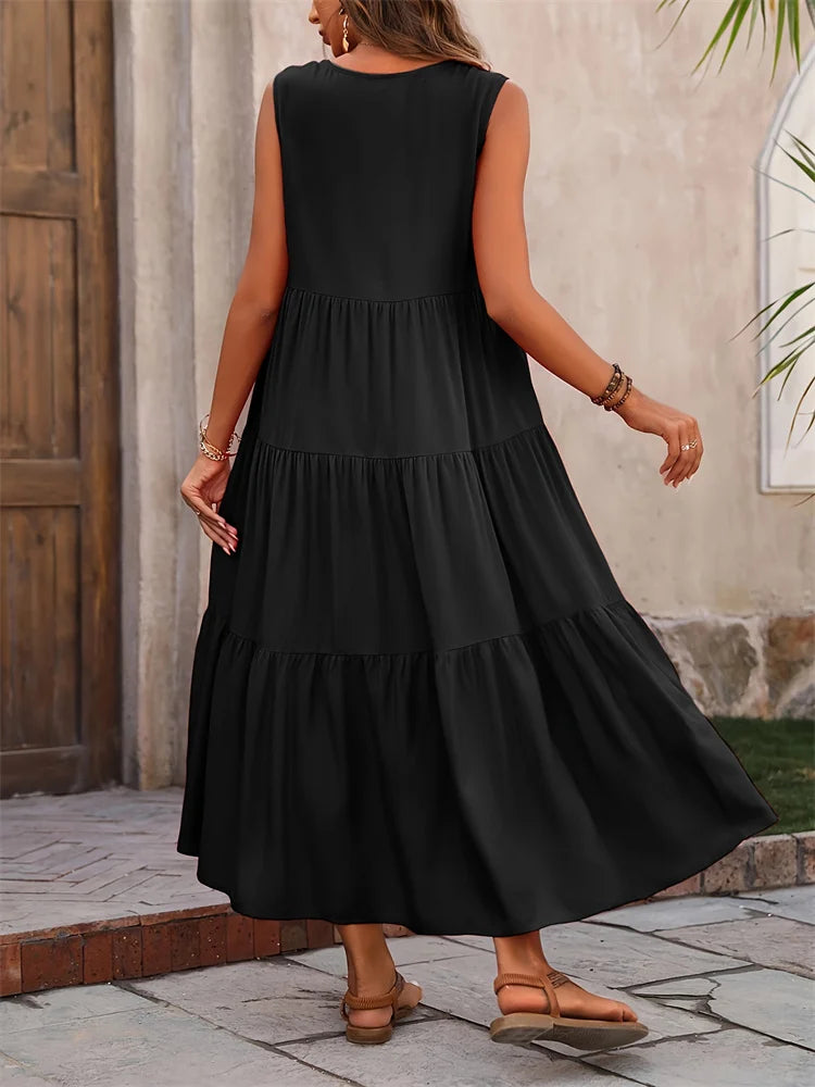 Mirenza Sleeveless Tiered Maxi Dress
