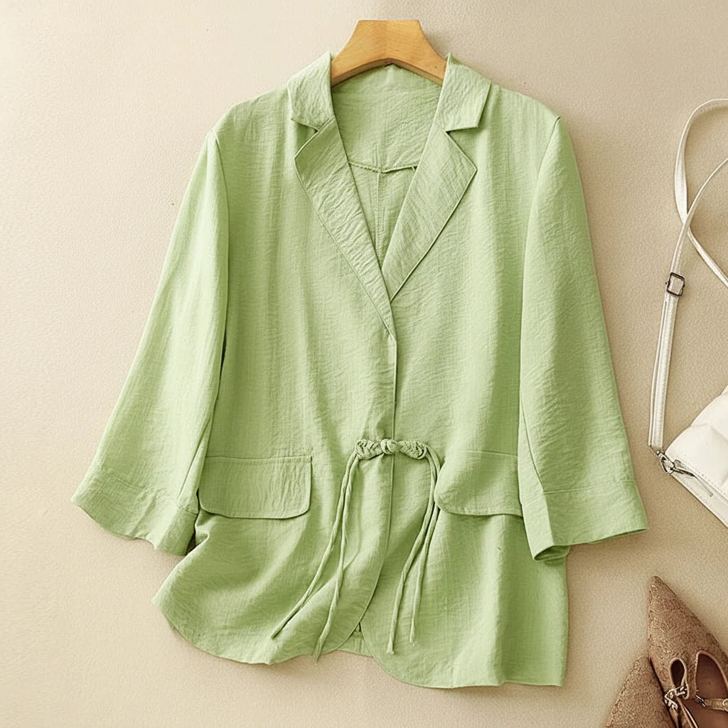 Eulalie Drawstring Linen Blazer
