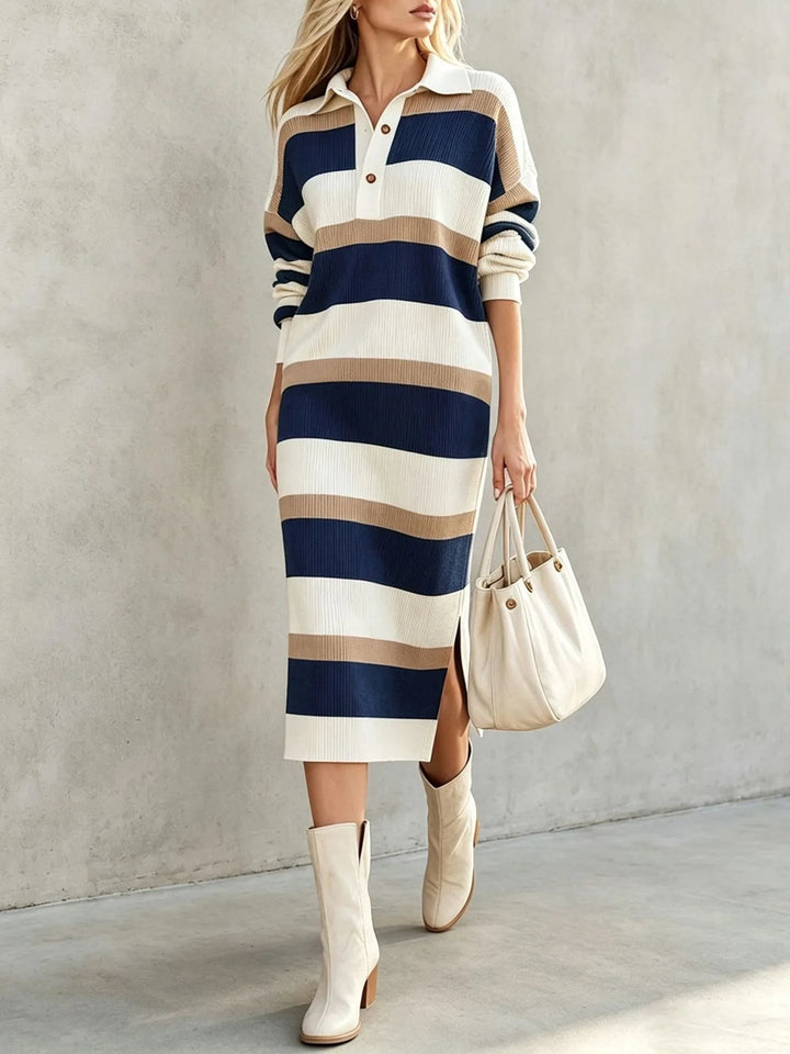 Amika Striped Polo Midi Dress