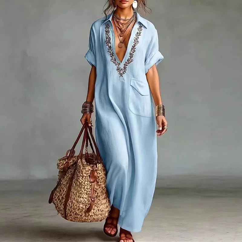 Marlene V Neck Kaftan Dress