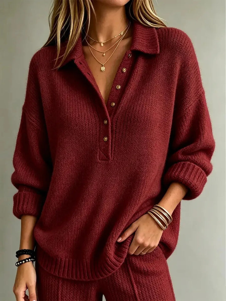 Marigold Button Neck Polo Sweater
