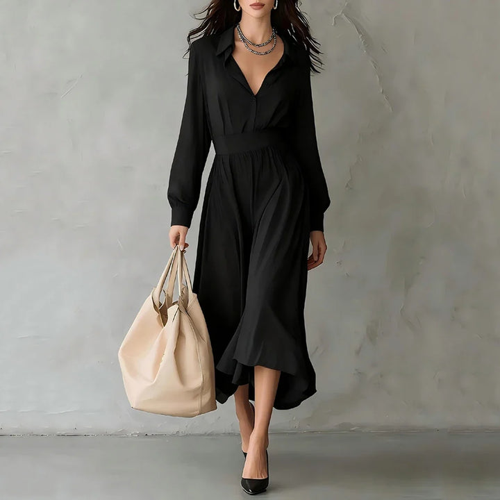 Elara Pleated Shirt Midi Dress