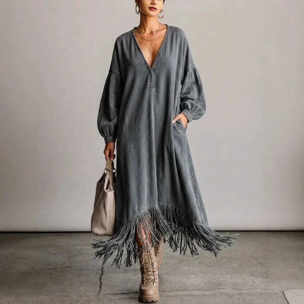 Zarina V-Neck Fringe Dress