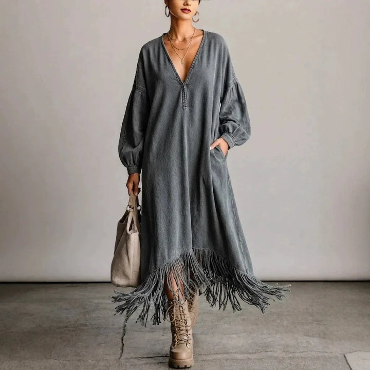 Zarina V-Neck Fringe Dress