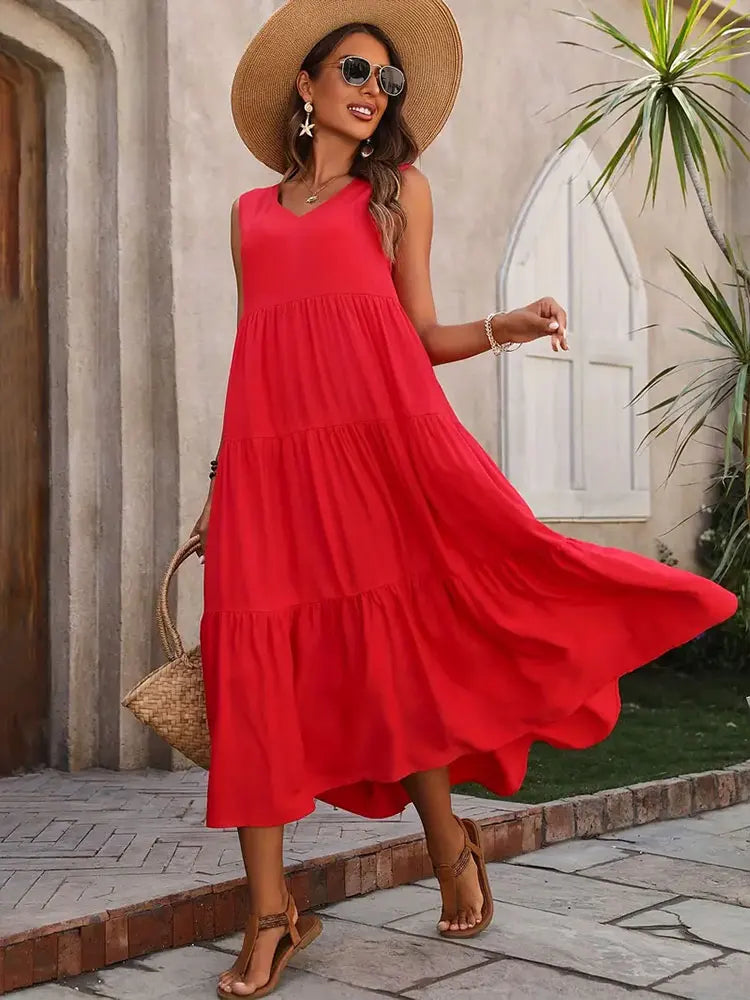 Mirenza Sleeveless Tiered Maxi Dress
