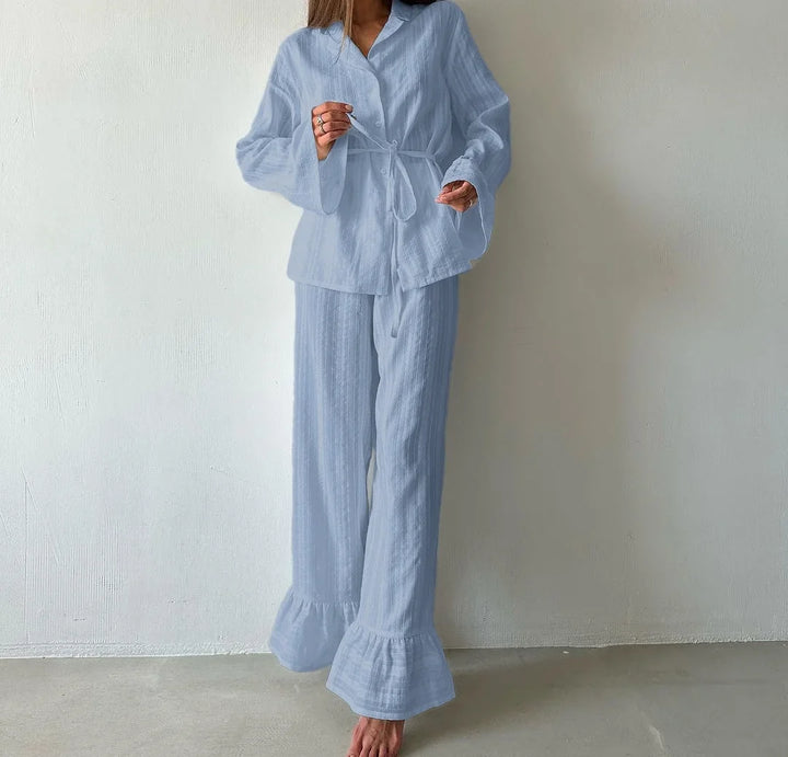 Amanda Ruffle Trim Pajama Set