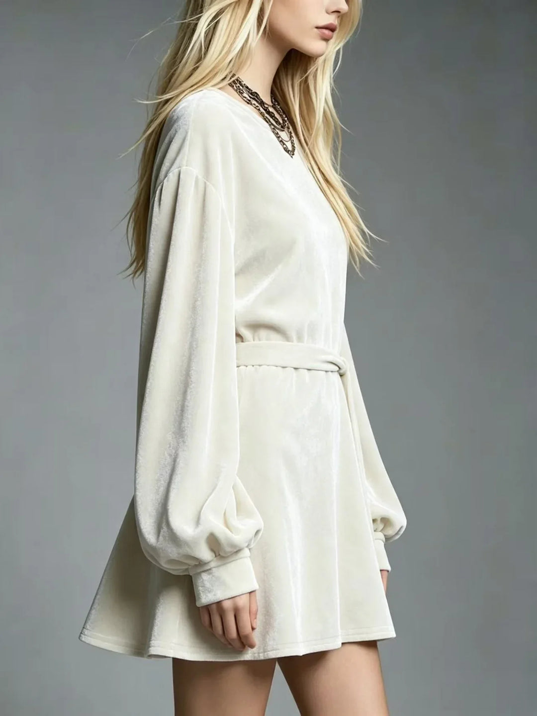 Adair Tie Waist Velvet Dress