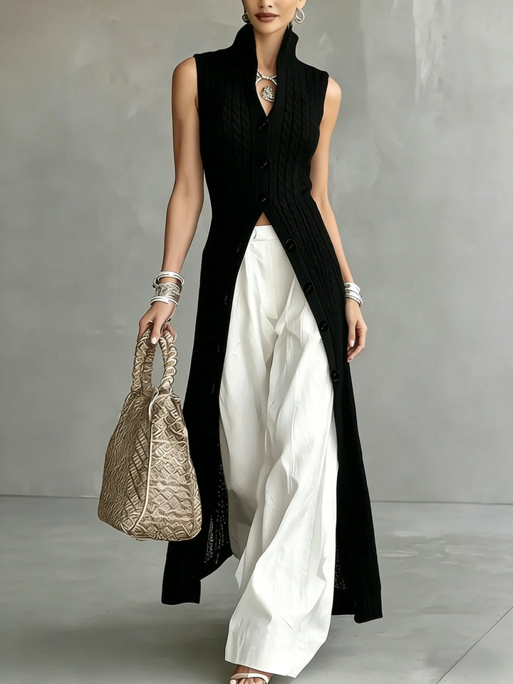 Sabine Cable Knit Button Vest