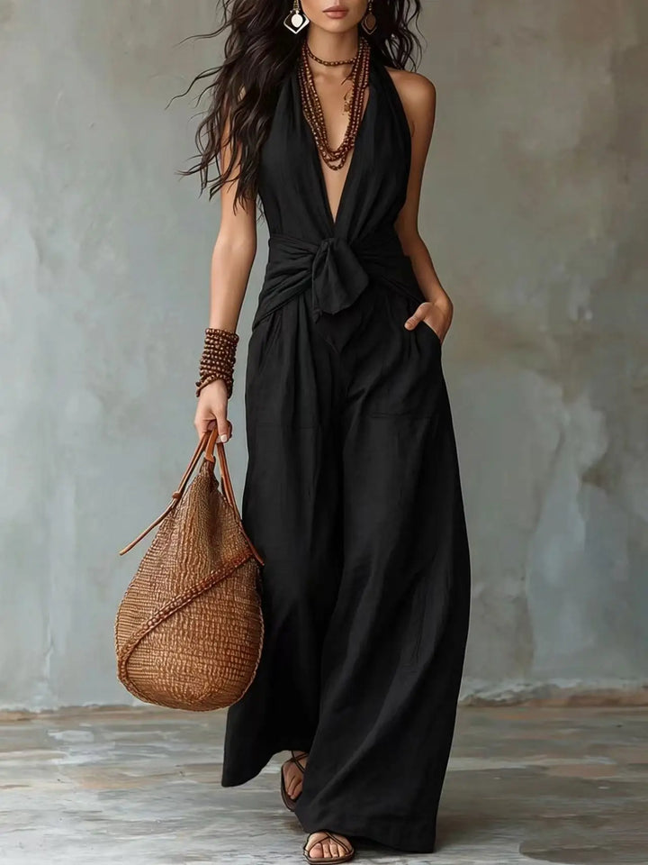 Lara Front Tie Wide Leg Jumpsuit
