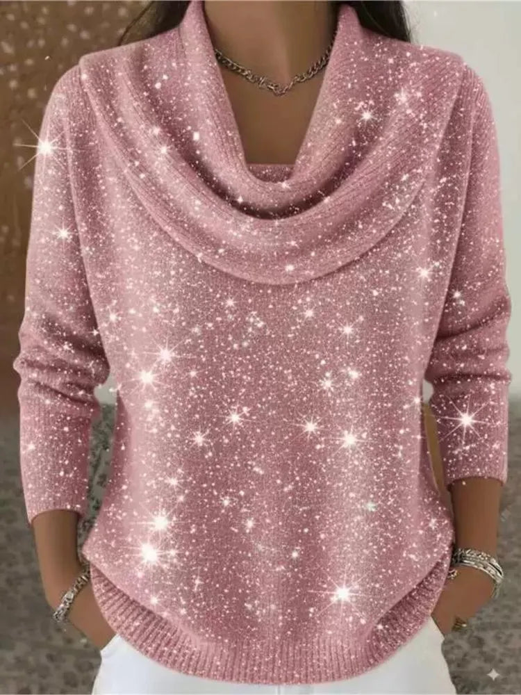 Sadie Cowl Neck Sequin Sweater