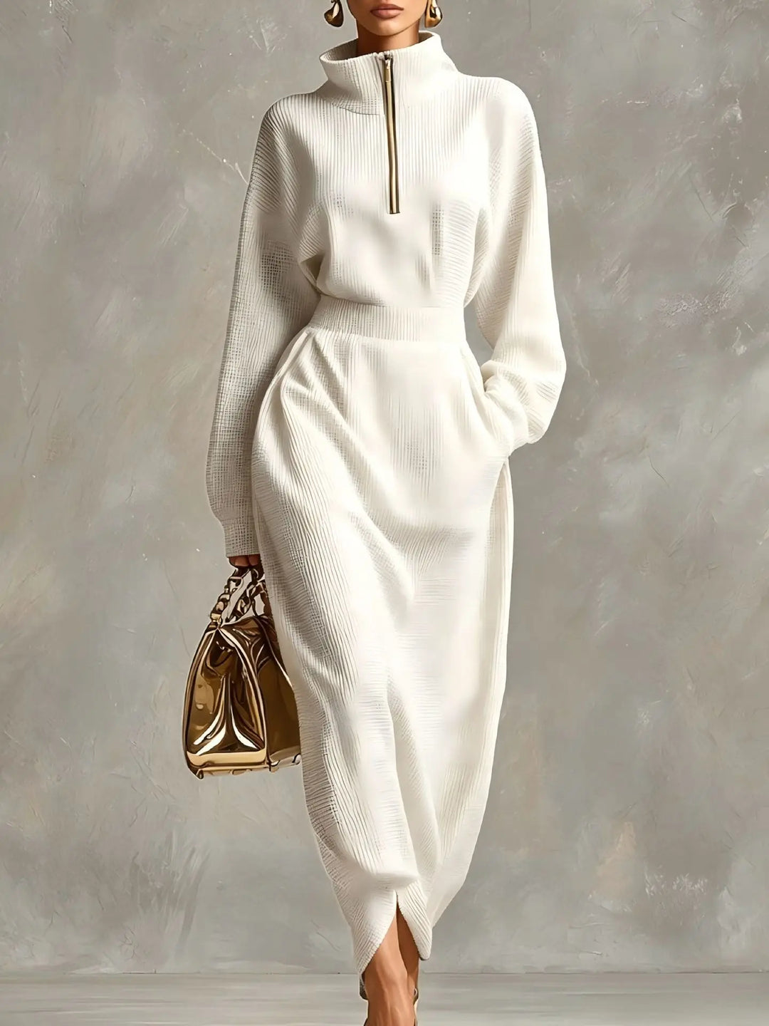 Gemma Elegant Zip Maxi Dress