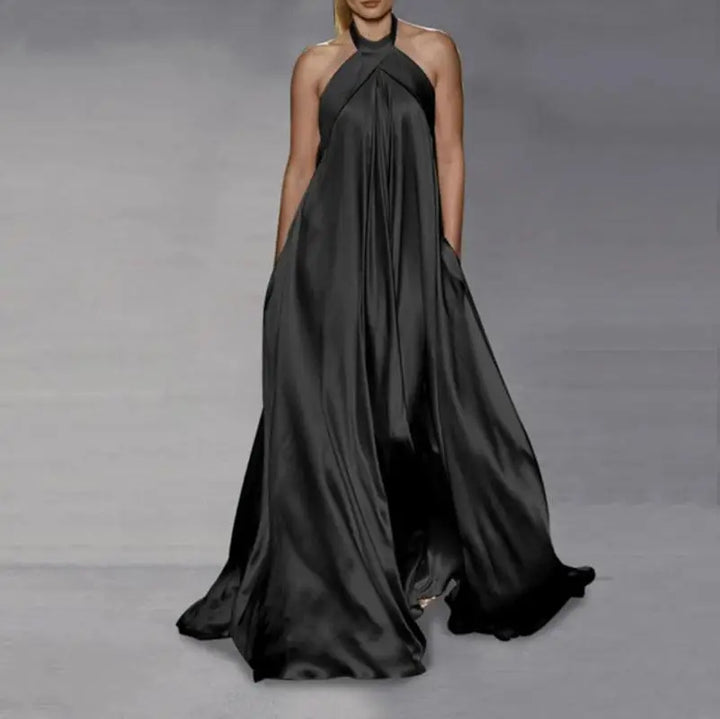 Belora Satin Halter Maxi Dress