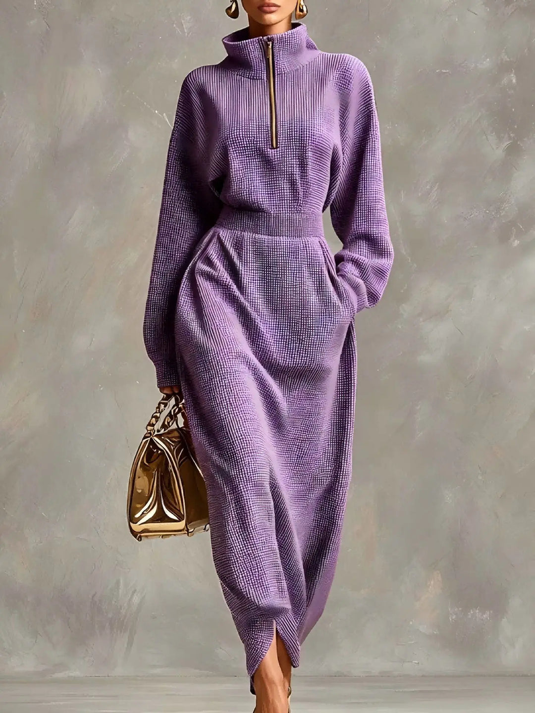 Gemma Elegant Zip Maxi Dress