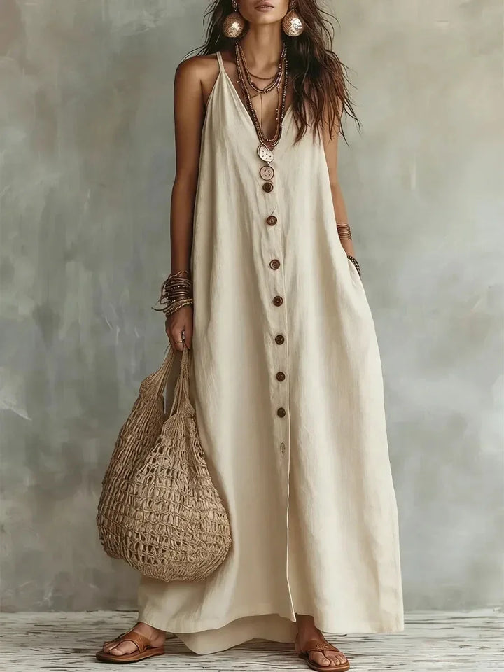 Vesna Breathable Sleeveless Linen Maxi Dress