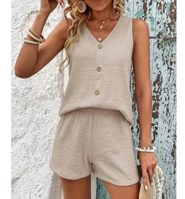 Lorenia V Neck Two-Piece Set