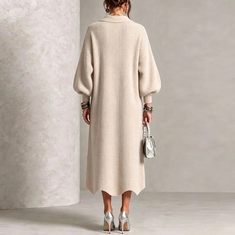 Adalira Button Front Sweater Dress