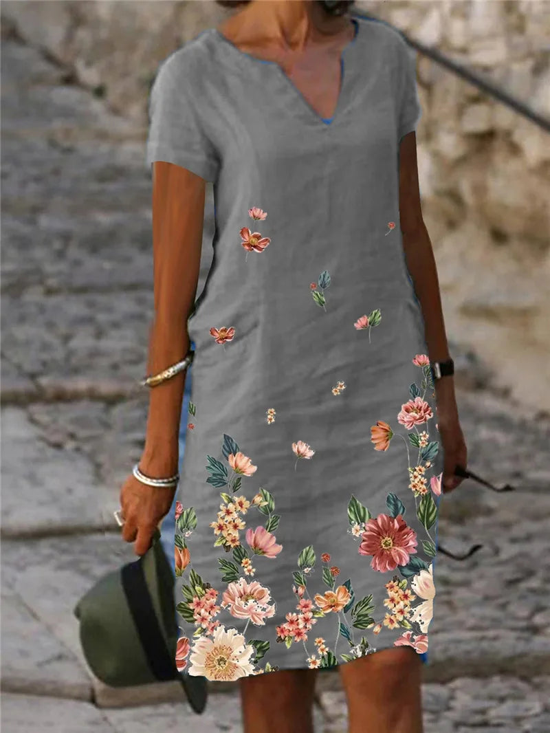 Zafira Floral V Neck Mini Dress