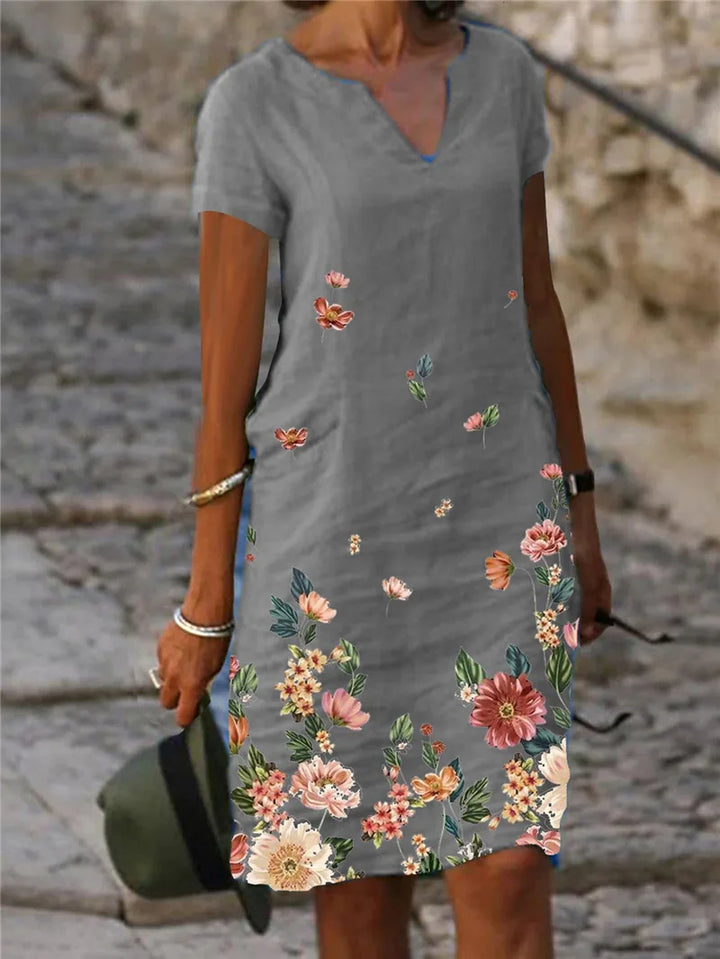 Zafira Floral V Neck Mini Dress