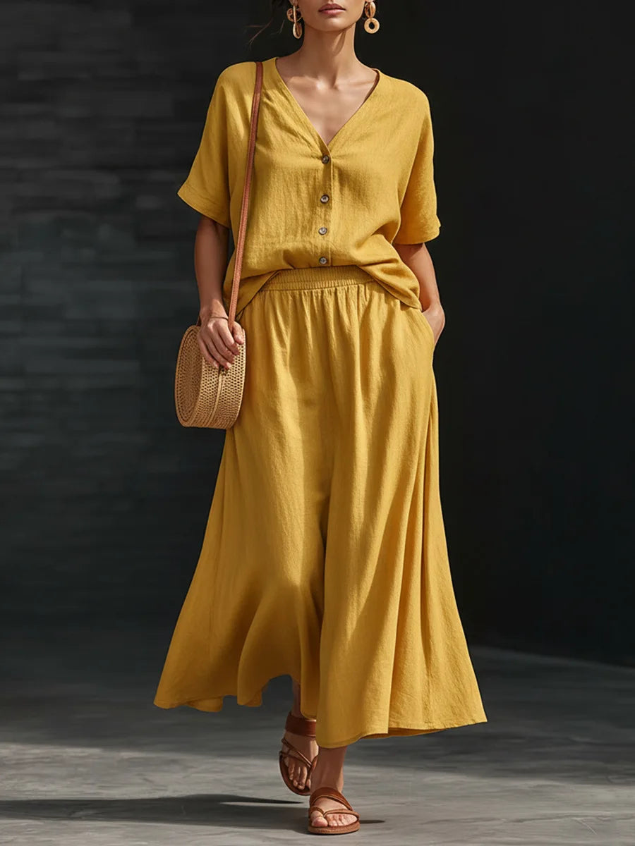 Azaria Button Front Skirt Set