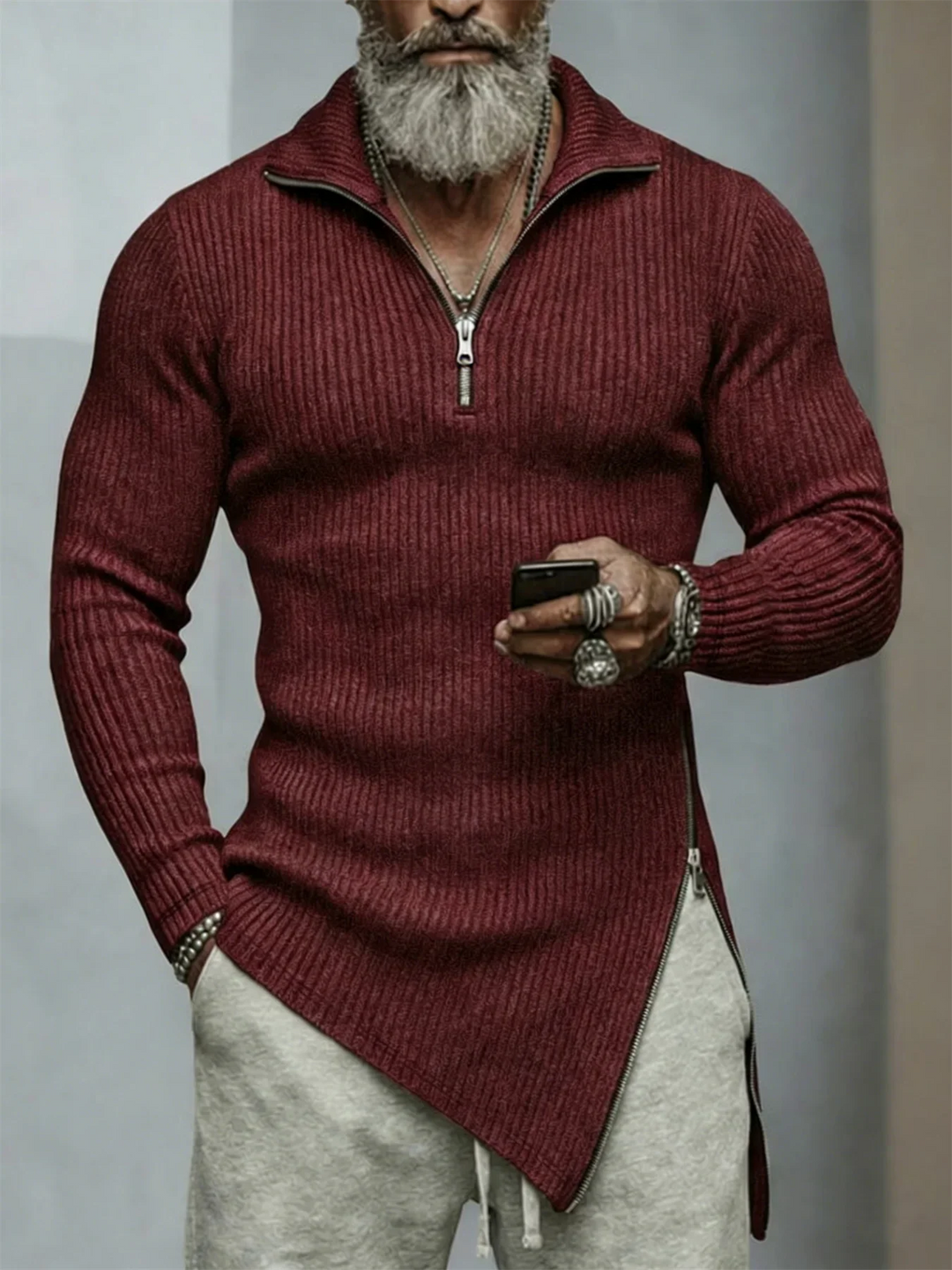 Crismon Quater Zip Knit Sweater