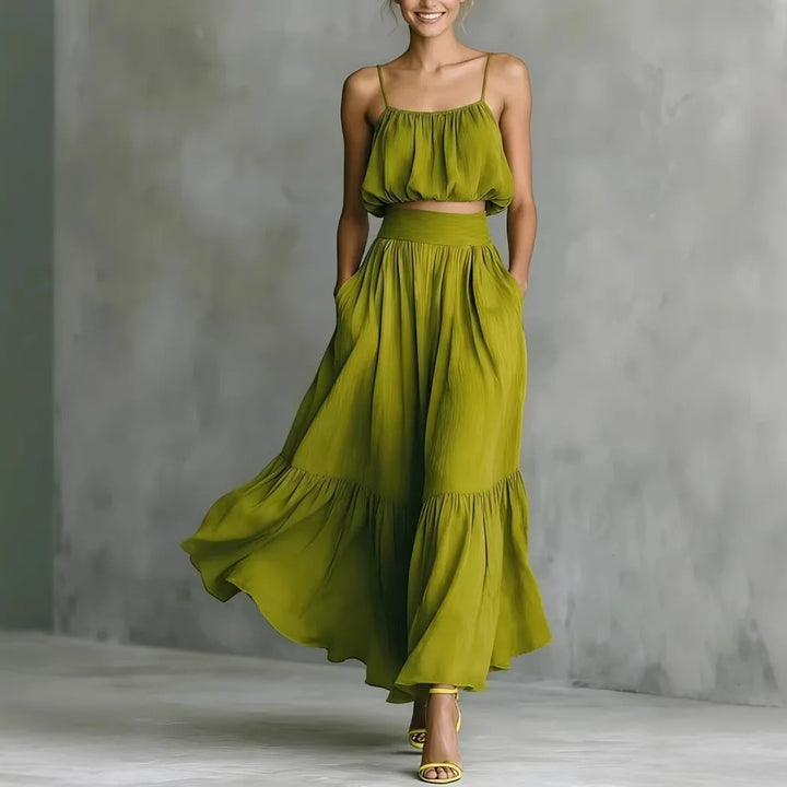 Fiona Flowy Crop Top Skirt Set