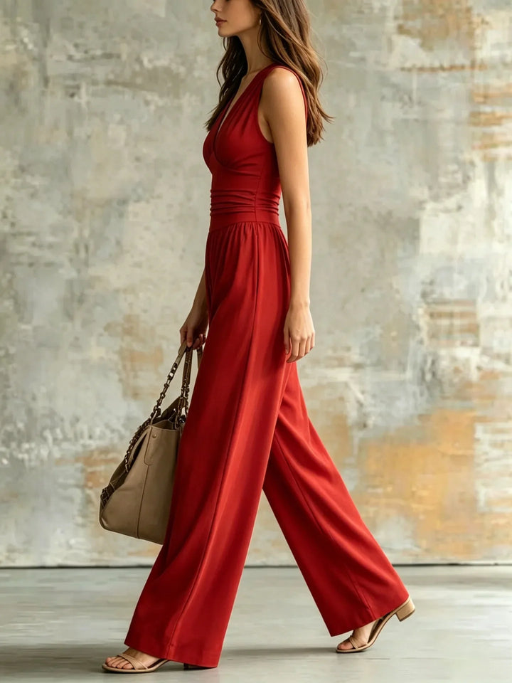 Helena Figure Flattering V Neck Jumpsuit