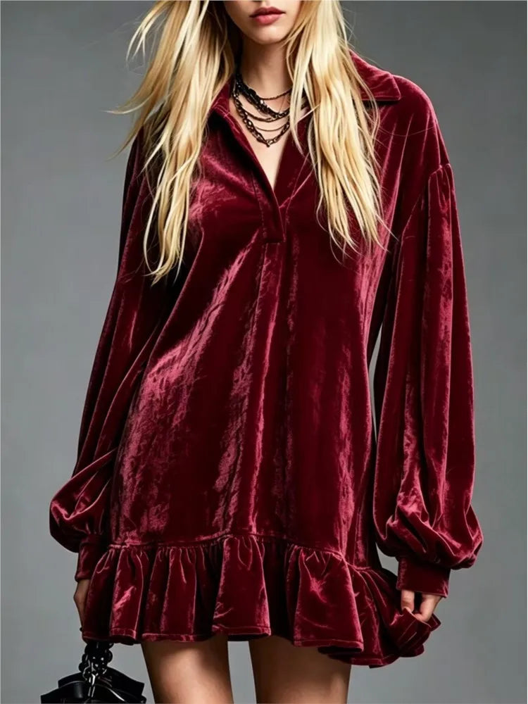 Kinsley Velvet Ruffle Mini Dress