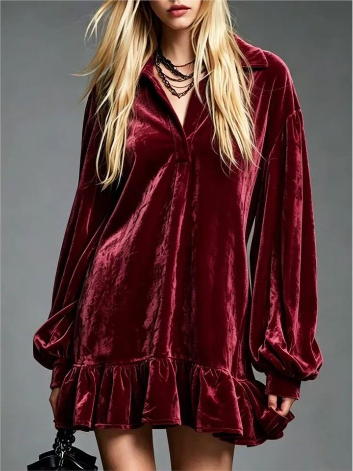 Kinsley Velvet Ruffle Mini Dress