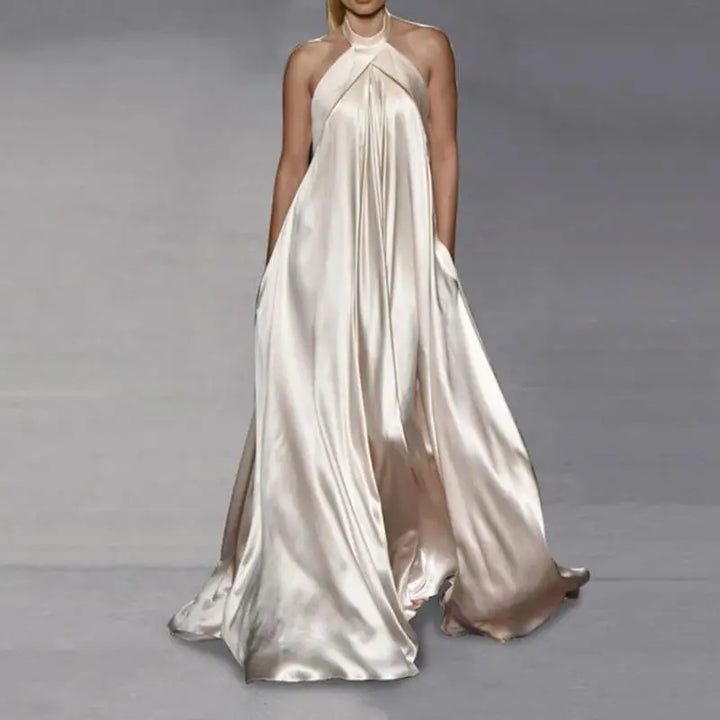Belora Satin Halter Maxi Dress