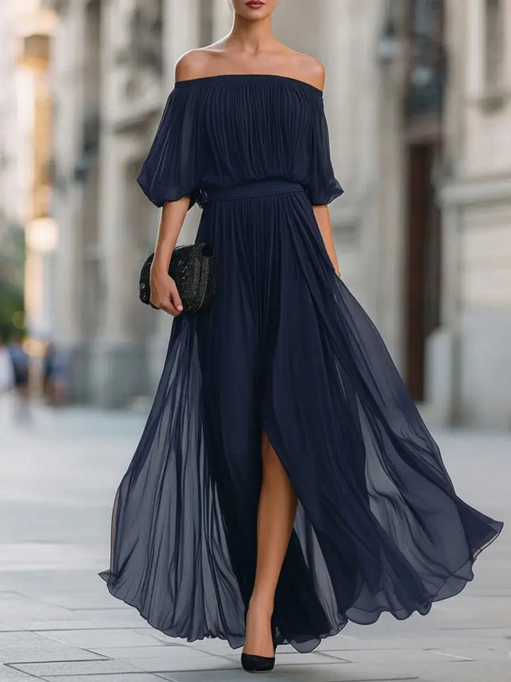 Aviora Elegant Flowy Off Shoulder Maxi Dress
