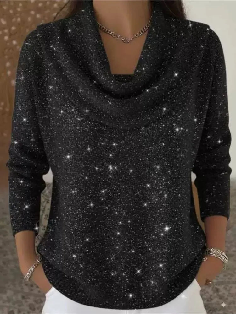 Sadie Cowl Neck Sequin Sweater